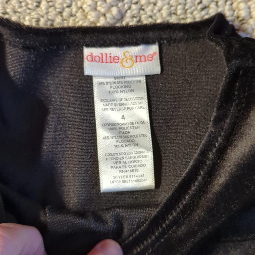 Girls Black and White Long Sleeve Party Dress Size 4 - Picture 4 of 4